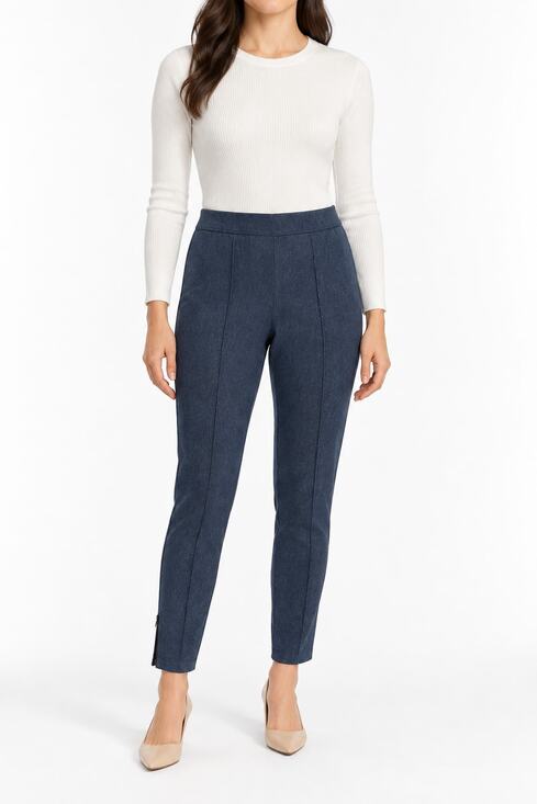 St. John Pants - St. John Women's Indigo Blue Tapered Ankle Pants XS Cotton Stretch Minimalist